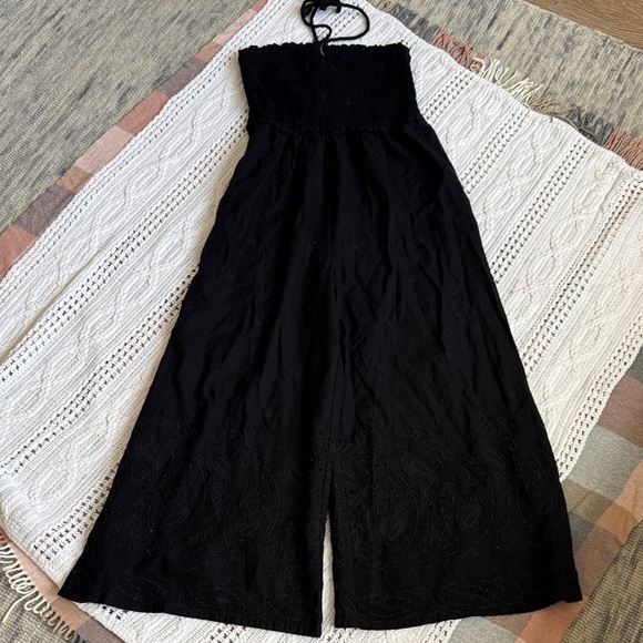 Anthropologie Black Strapless Jumpsuit with Eyelet Detail - Picture 6 of 11